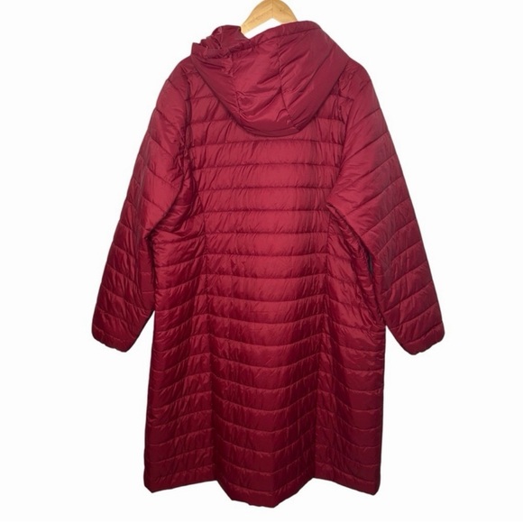 Torrid Burgundy Red Longline Quilted Jacket Hooded Puffer Jacket Plus Size 3X - Picture 7 of 8
